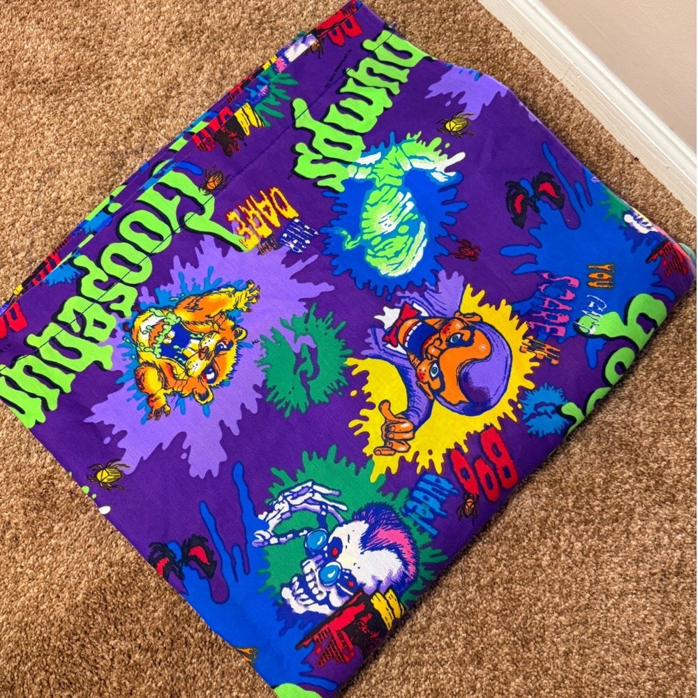 VTG 90s Goosebumps Flat Sheet RL Stine Horror Made in USA 54x76in Halloween